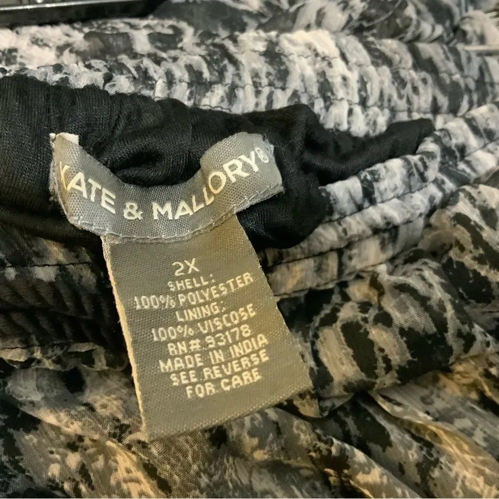 KATE & MALLORY Spring/Summer skirt maxi drawstring waist Gray  black 2X